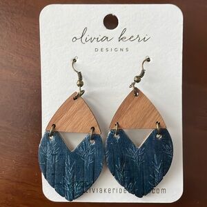 Wood/Leather earrings- never worn